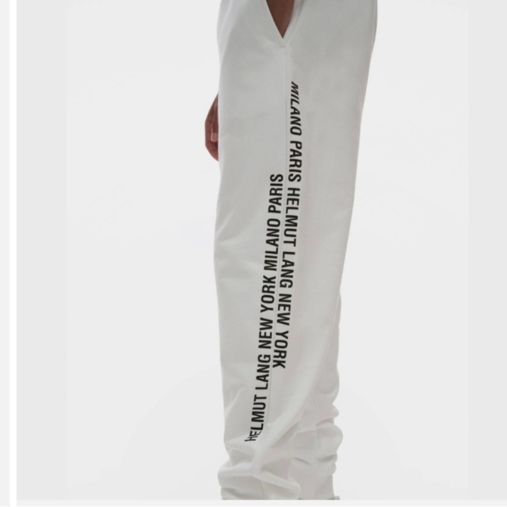 Men’s Helmut Lang Milano Paris New York White Heavyweight Luxe Logo Joggers Lg